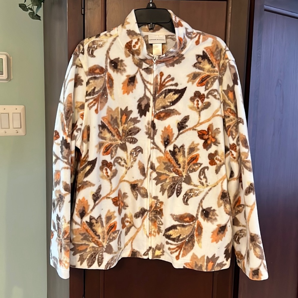 Alfred Dunner Floral Jacket - Cream, Brown, Orange